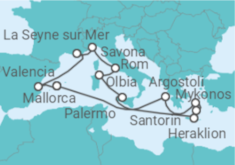 Reiseroute der Kreuzfahrt  Frankreich, Spanien, Griechenland, Italien Alles Inklusive - Costa Kreuzfahrten