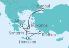 Reiseroute der Kreuzfahrt  Griechenland - Costa Kreuzfahrten
