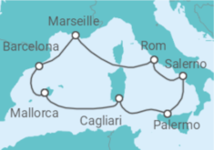 Reiseroute der Kreuzfahrt  10 Nächte - Faszination Mittelmeer - ab/bis Palma - Mein Schiff