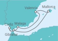 Reiseroute der Kreuzfahrt  7 Nächte - Faszination Mittelmeer - ab/bis Palma - Mein Schiff