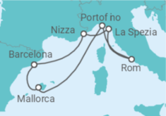 Reiseroute der Kreuzfahrt  Frankreich, Italien, Spanien - Celebrity Cruises