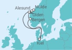 Reiseroute der Kreuzfahrt  7 Nächte - Norwegens Fjordwelten - ab/bis Kiel - Mein Schiff