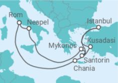 Reiseroute der Kreuzfahrt  Griechenland, Türkei, Italien - Celebrity Cruises