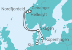 Reiseroute der Kreuzfahrt  7 Nächte - Norwegens Fjordwelten - ab/bis Kiel - Mein Schiff