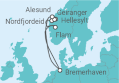 Reiseroute der Kreuzfahrt  7 Nächte - Vielfalt Norwegens - ab/bis Bremerhaven - Mein Schiff