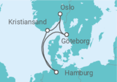 Reiseroute der Kreuzfahrt  7 Nächte - Ein nordisches Sommermärchen - ab/bis Hamburg - Mein Schiff