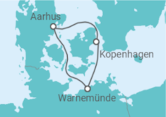 Reiseroute der Kreuzfahrt  3 Nächte - Kurze Auszeit in Dänemark - ab/bis Warnemünde - Mein Schiff