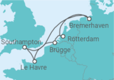 Reiseroute der Kreuzfahrt  7 Nächte - Westeuropas Vielfalt - ab/bis Bremerhaven - Mein Schiff