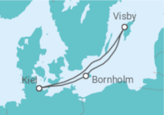 Reiseroute der Kreuzfahrt  4 Nächte - Kurzreise Skandinavische Inseln - ab/bis Kiel - Mein Schiff