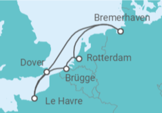 Reiseroute der Kreuzfahrt  7 Nächte - Westeuropas Vielfalt - ab/bis Bremerhaven - Mein Schiff