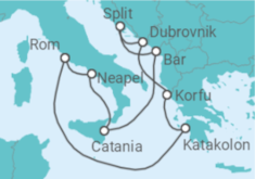 Reiseroute der Kreuzfahrt  Griechenland, Kroatien, Italien - Celebrity Cruises