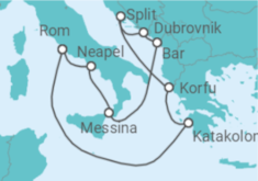 Reiseroute der Kreuzfahrt  Griechenland, Kroatien, Italien - Celebrity Cruises