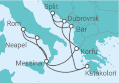 Reiseroute der Kreuzfahrt  Griechenland, Kroatien, Italien - Celebrity Cruises