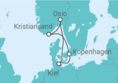 Reiseroute der Kreuzfahrt  6 Nächte - Metropolen des Nordens - ab/bis Kiel - Mein Schiff