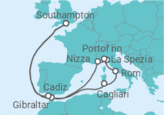 Reiseroute der Kreuzfahrt  Gibraltar, Frankreich, Italien, Spanien - Celebrity Cruises