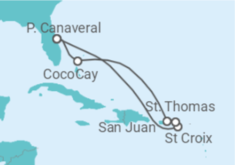 Reiseroute der Kreuzfahrt  Amerikanische Jungferninseln, Puerto Rico - Royal Caribbean