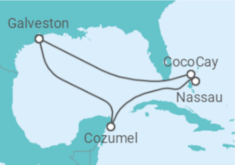 Reiseroute der Kreuzfahrt  Mexiko, Bahamas - Royal Caribbean