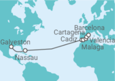 Reiseroute der Kreuzfahrt  Bahamas, Spanien - Royal Caribbean