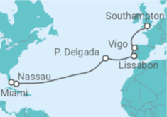 Reiseroute der Kreuzfahrt  Spanien, Portugal, Bahamas - Royal Caribbean