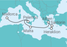 Reiseroute der Kreuzfahrt  7 Nächte - Mediterrane Inselträume - ab Palma/bis Heraklion - Mein Schiff