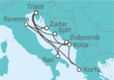 Reiseroute der Kreuzfahrt  14 Nächte - Adria intensiv - ab/bis Triest - Mein Schiff