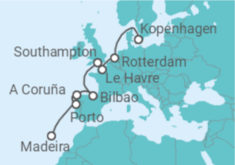 Reiseroute der Kreuzfahrt  Portugal, Spanien, Vereinigtes Königreich, Frankreich, Niederlande Alles Inklusive - MSC Cruises