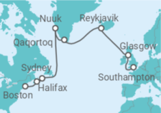 Reiseroute der Kreuzfahrt  Island, Grönland, Kanada - Royal Caribbean