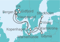 Reiseroute der Kreuzfahrt  Highlights der Nord- und Ostseeküste 1 - AIDA