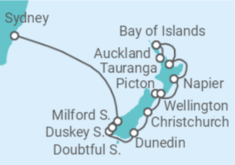 Reiseroute der Kreuzfahrt  Von Auckland (Neuseeland) nach Sydney (Australien) - Celebrity Cruises