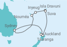 Reiseroute der Kreuzfahrt  Fidschi & Neuseeland - Princess Cruises