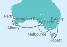 Reiseroute der Kreuzfahrt  Southern Australia Explorer - Princess Cruises