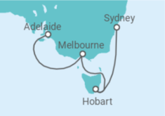 Reiseroute der Kreuzfahrt  Southern Australia Explorer - Princess Cruises