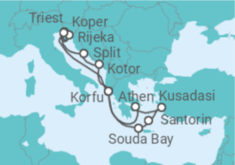 Reiseroute der Kreuzfahrt  Adria & Griechenland ab Korfu 2 - AIDA