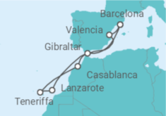 Reiseroute der Kreuzfahrt  A Journey from Barcelona to Barcelona - Explora Journeys