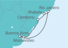 Reiseroute der Kreuzfahrt  Brasilien, Argentinien - MSC Cruises