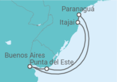 Reiseroute der Kreuzfahrt  Brasilien, Uruguay - MSC Cruises