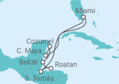 Reiseroute der Kreuzfahrt  A Journey from Miami to Miami - Explora Journeys