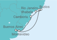 Reiseroute der Kreuzfahrt  Uruguay, Brasilien - MSC Cruises