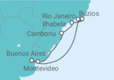 Reiseroute der Kreuzfahrt  Brasilien, Argentinien - MSC Cruises