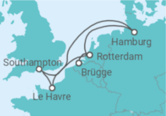 Reiseroute der Kreuzfahrt  Niederlande, Frankreich, Vereinigtes Königreich, Deutschland Alles Inklusive - MSC Cruises