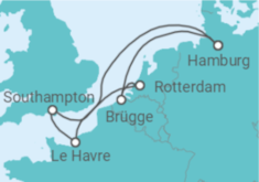 Reiseroute der Kreuzfahrt  Vereinigtes Königreich, Deutschland, Belgien, Niederlande - MSC Cruises