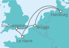 Reiseroute der Kreuzfahrt  Frankreich, Vereinigtes Königreich, Deutschland - MSC Cruises