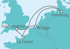 Reiseroute der Kreuzfahrt  Frankreich, Vereinigtes Königreich, Deutschland Alles Inklusive - MSC Cruises