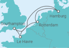 Reiseroute der Kreuzfahrt  Frankreich, Vereinigtes Königreich, Deutschland - MSC Cruises