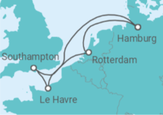 Reiseroute der Kreuzfahrt  Frankreich, Vereinigtes Königreich, Deutschland Alles Inklusive - MSC Cruises