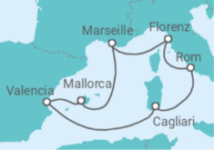 Reiseroute der Kreuzfahrt  Spanien, Italien Alles Inklusive - MSC Cruises