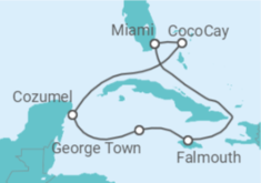 Reiseroute der Kreuzfahrt  Mexiko, Kaimaninseln, Jamaika - Celebrity Cruises