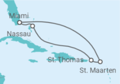 Reiseroute der Kreuzfahrt  Bahamas, Amerikanische Jungferninseln, Sint Maarten - Celebrity Cruises