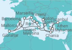 Reiseroute der Kreuzfahrt  The Best of the Mediterranean - Princess Cruises