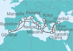 Reiseroute der Kreuzfahrt  The Best of the Mediterranean - Princess Cruises